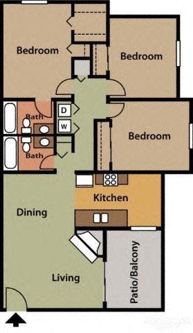 Alvista 23 Apartment Homes 3x2 Floor Plan